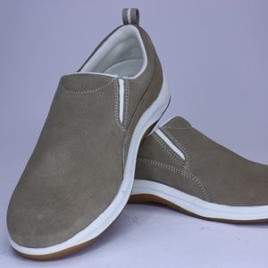 Lands End Mens Loafers Shoes Beige Khaki Suede 7.5